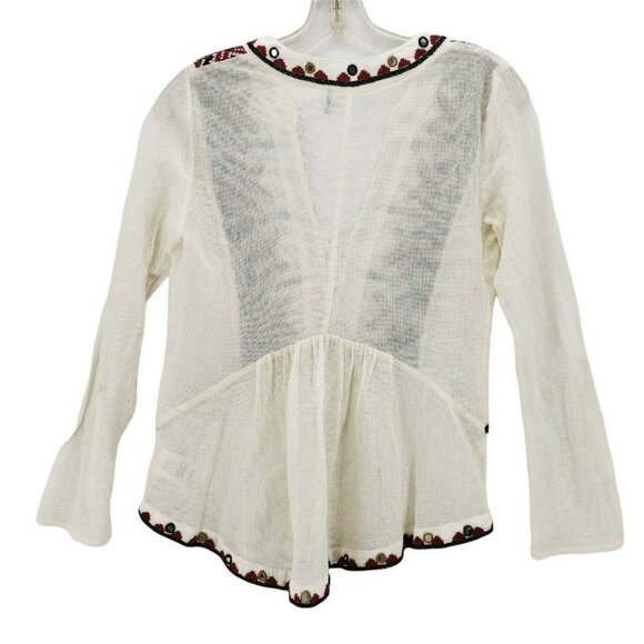 Anthropologie Akemi + Kin Ibis Cream Embroidered Peasant Top Blouse Boho SMALL - Picture 4 of 9